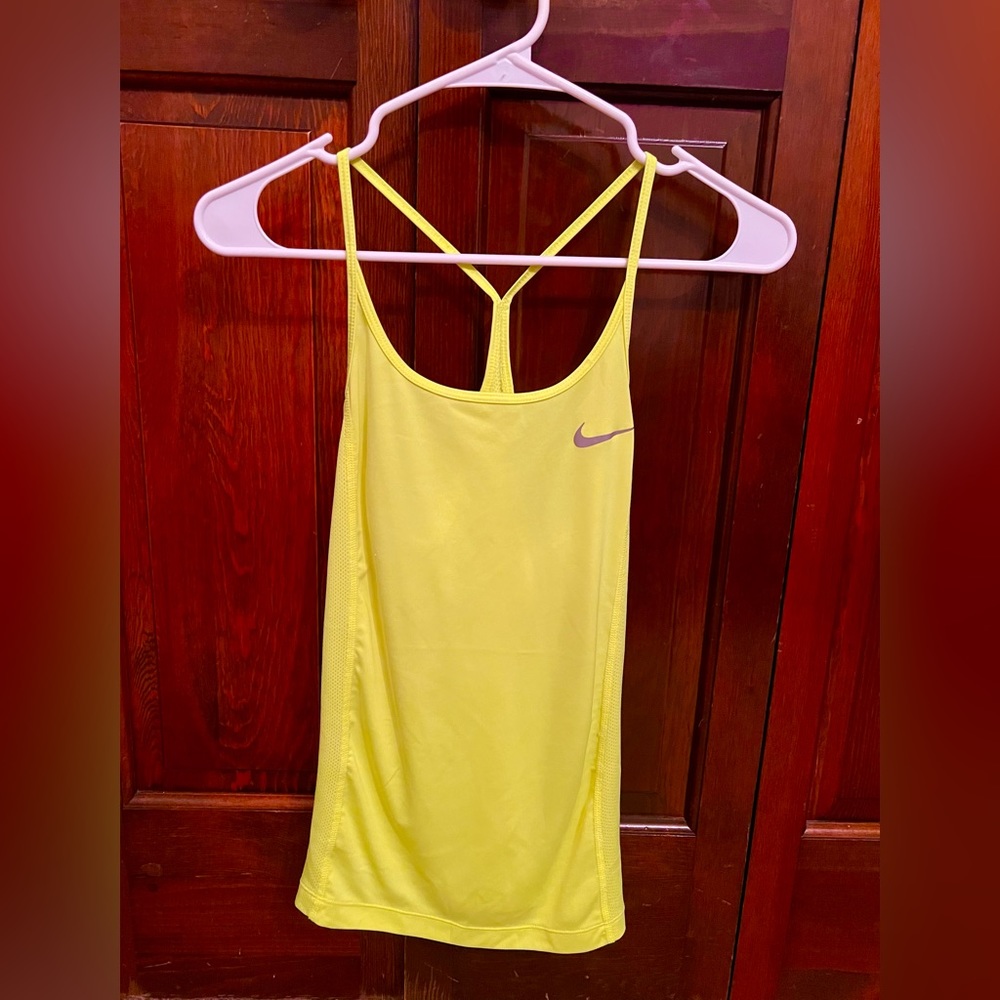 Nike neon yellow racer back top- size XS